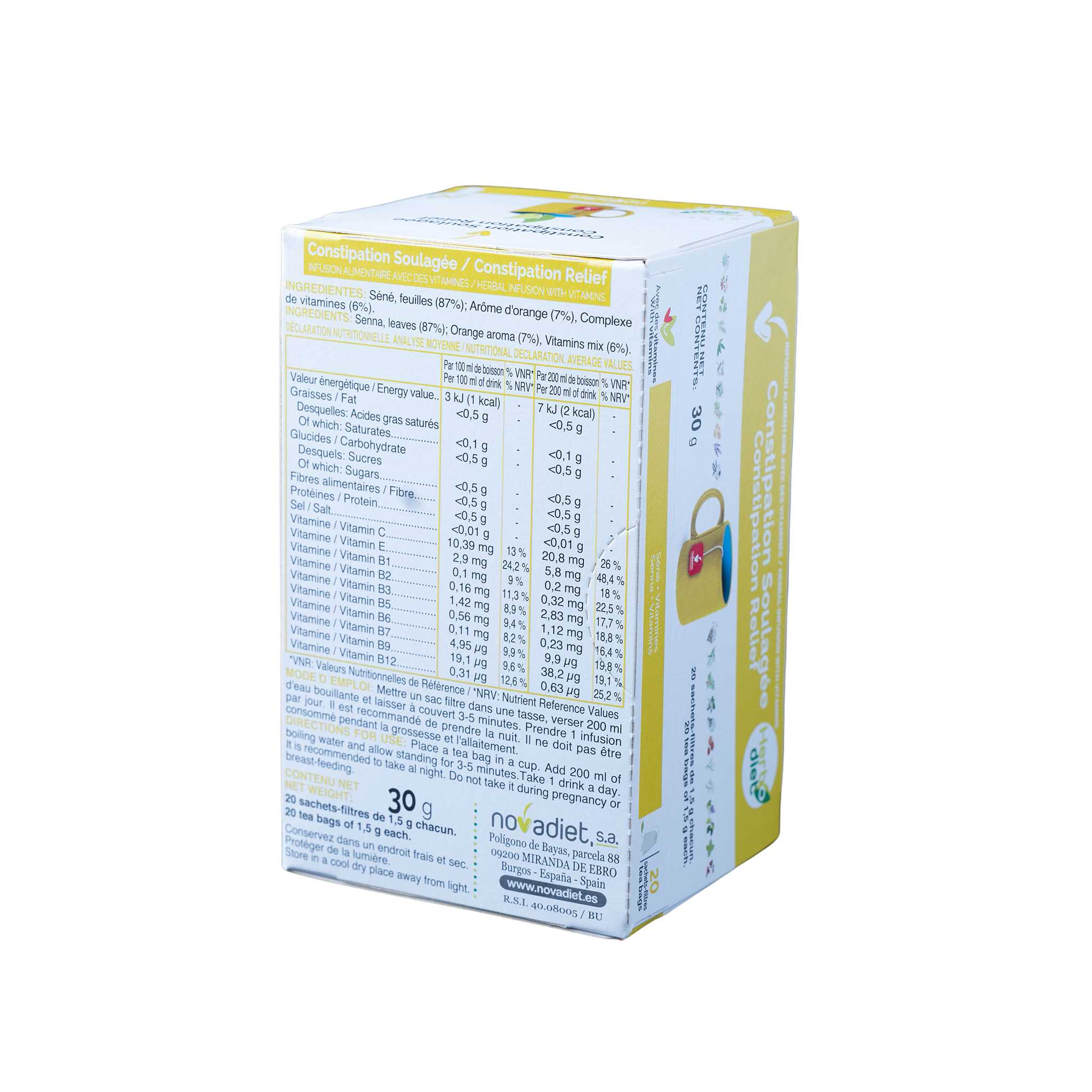 NOVADIET HERBAL TEAS AND INFUSIONS HERBODIET CONSTIPATION RELIEF